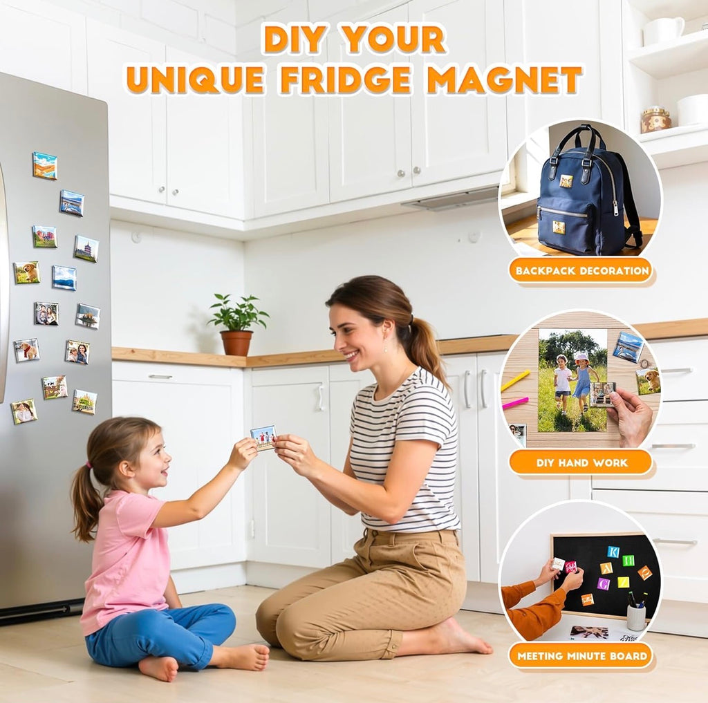 Infinity Magnets™ 2” x 2” Photo Magnet Maker Kit – Custom Refrigerator Magnet Press Machine with Cutter, 200 Magnet Kits & Photo Paper