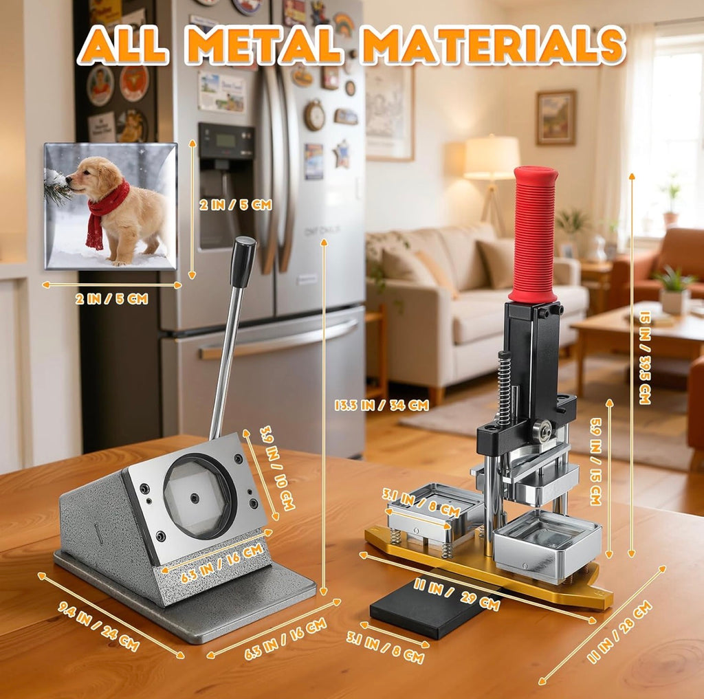 Infinity Magnets™ 2” x 2” Photo Magnet Maker Kit – Custom Refrigerator Magnet Press Machine with Cutter, 200 Magnet Kits & Photo Paper