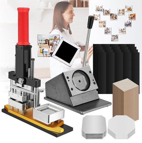 Infinity Magnets™ 2” x 2” Photo Magnet Maker Kit – Custom Refrigerator Magnet Press Machine with Cutter, 200 Magnet Kits & Photo Paper