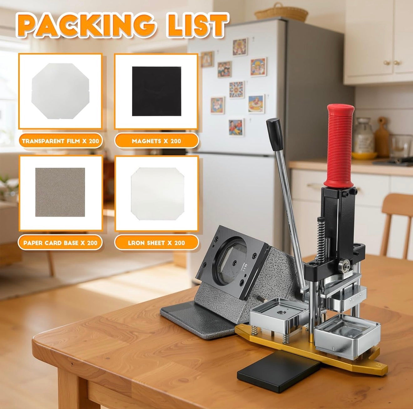 Infinity Magnets™ 2” x 2” Photo Magnet Maker Kit – Custom Refrigerator Magnet Press Machine with Cutter, 200 Magnet Kits & Photo Paper