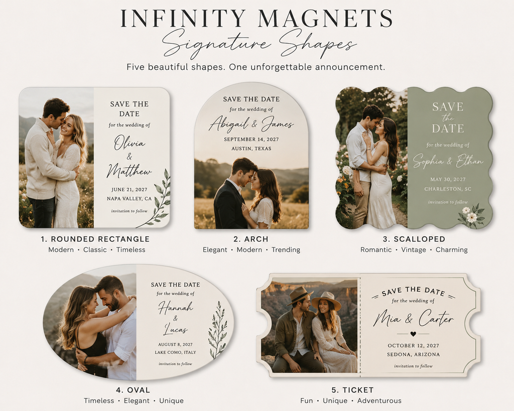 Custom Save the Date Magnets | Personalized Wedding Photo Magnets | Infinity Magnets